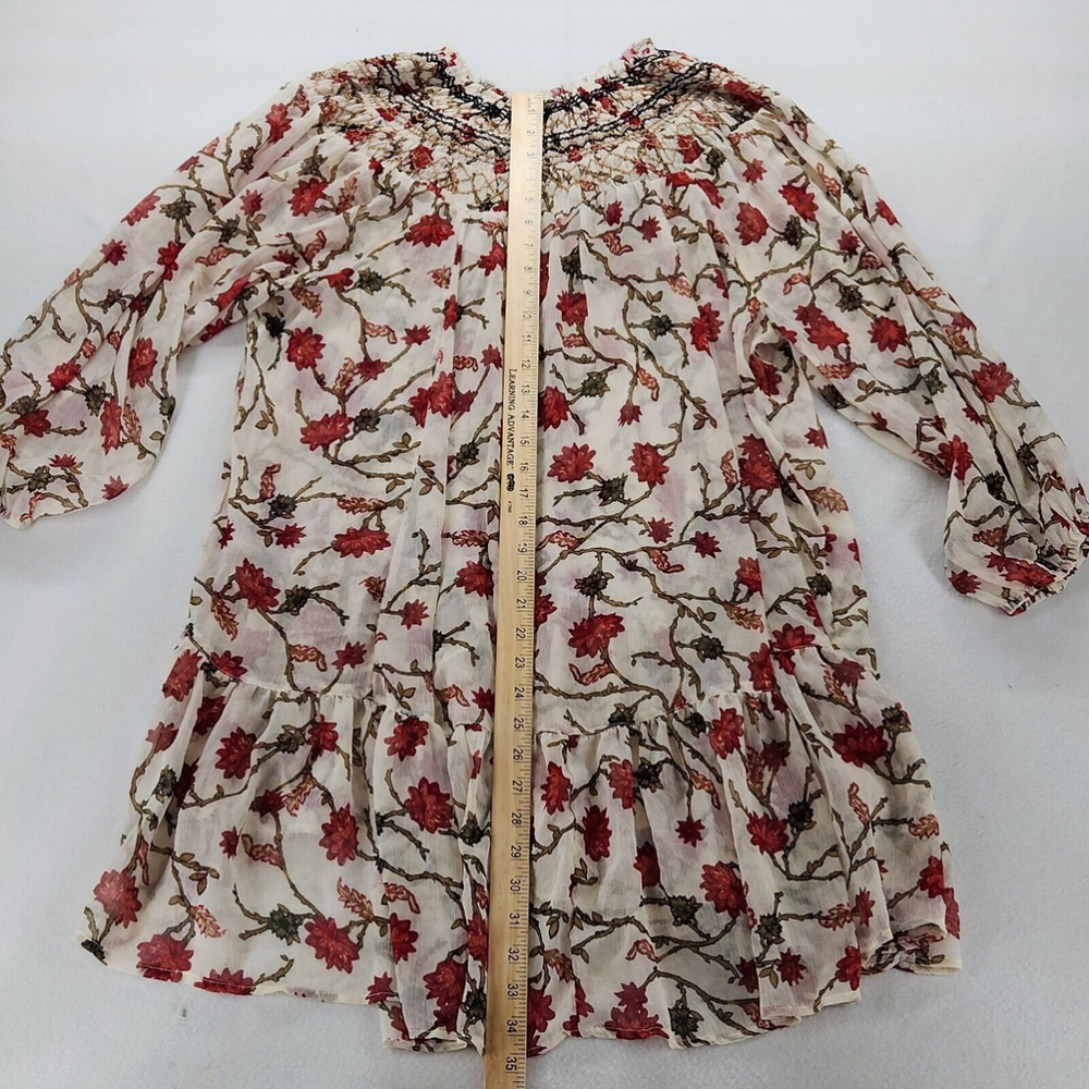FREE PEOPLE Sz S KEEPING UP WITH KARA LONG SLEEVE TUNIC IVORY Boho Hippie 70's - Picture 5 of 11